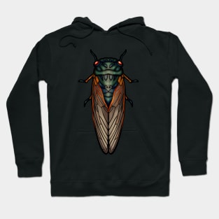 Art Nouveau Cicada Black Outline Hoodie